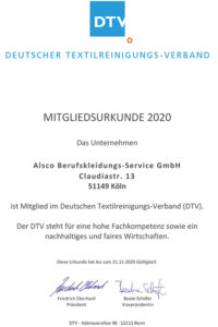 Duitse Textiel Schoonmaak Vereniging Lidmaatschap Certificaat 2020