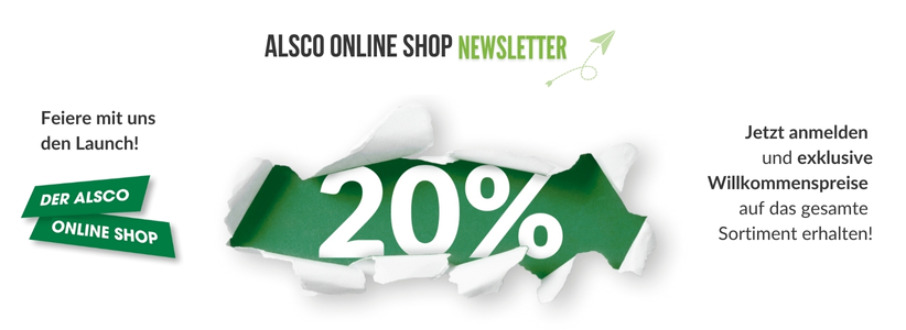 Header Newsletteranmeldung Alsco Online Shop