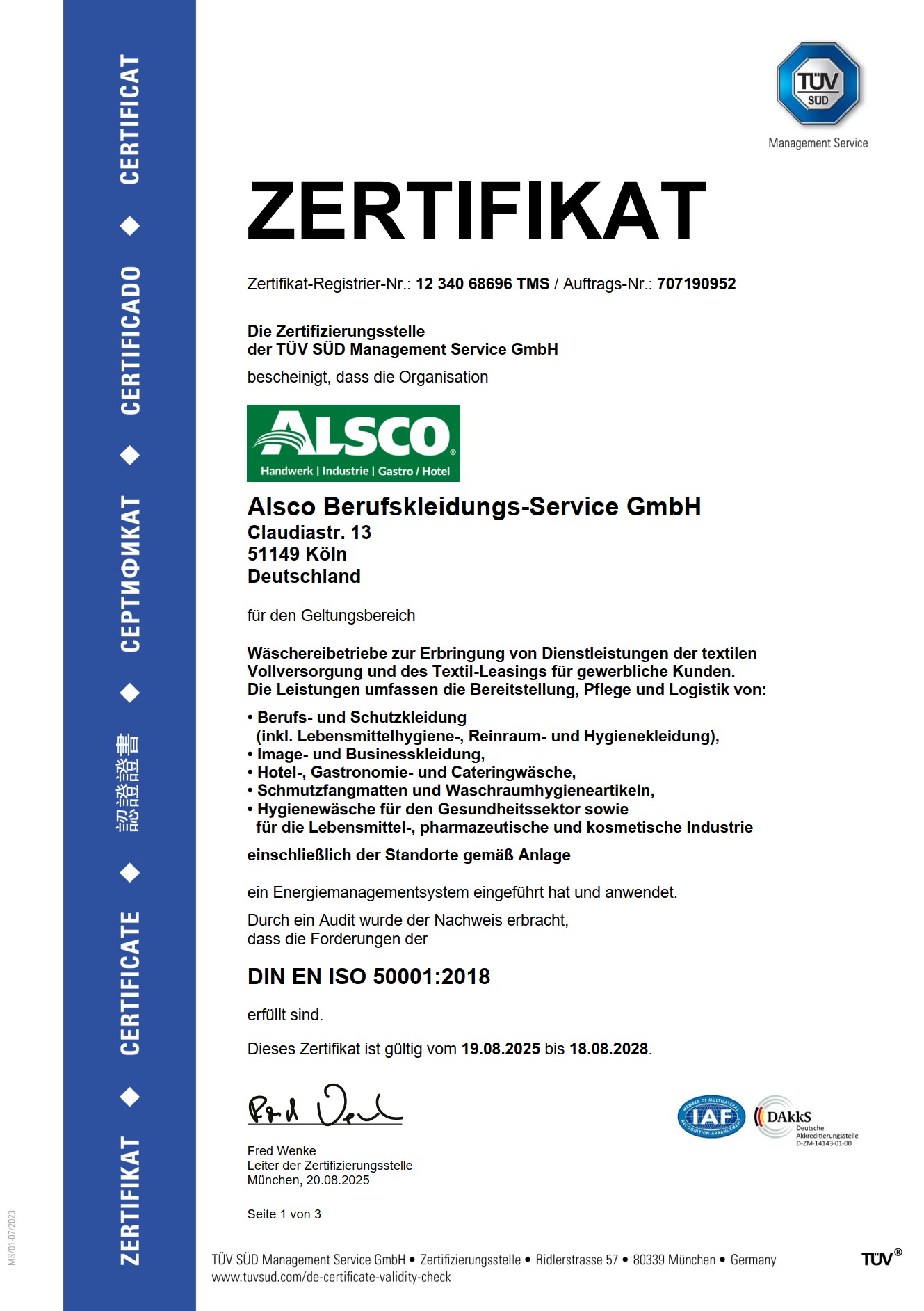 Zertifikat ISO 50001:2018