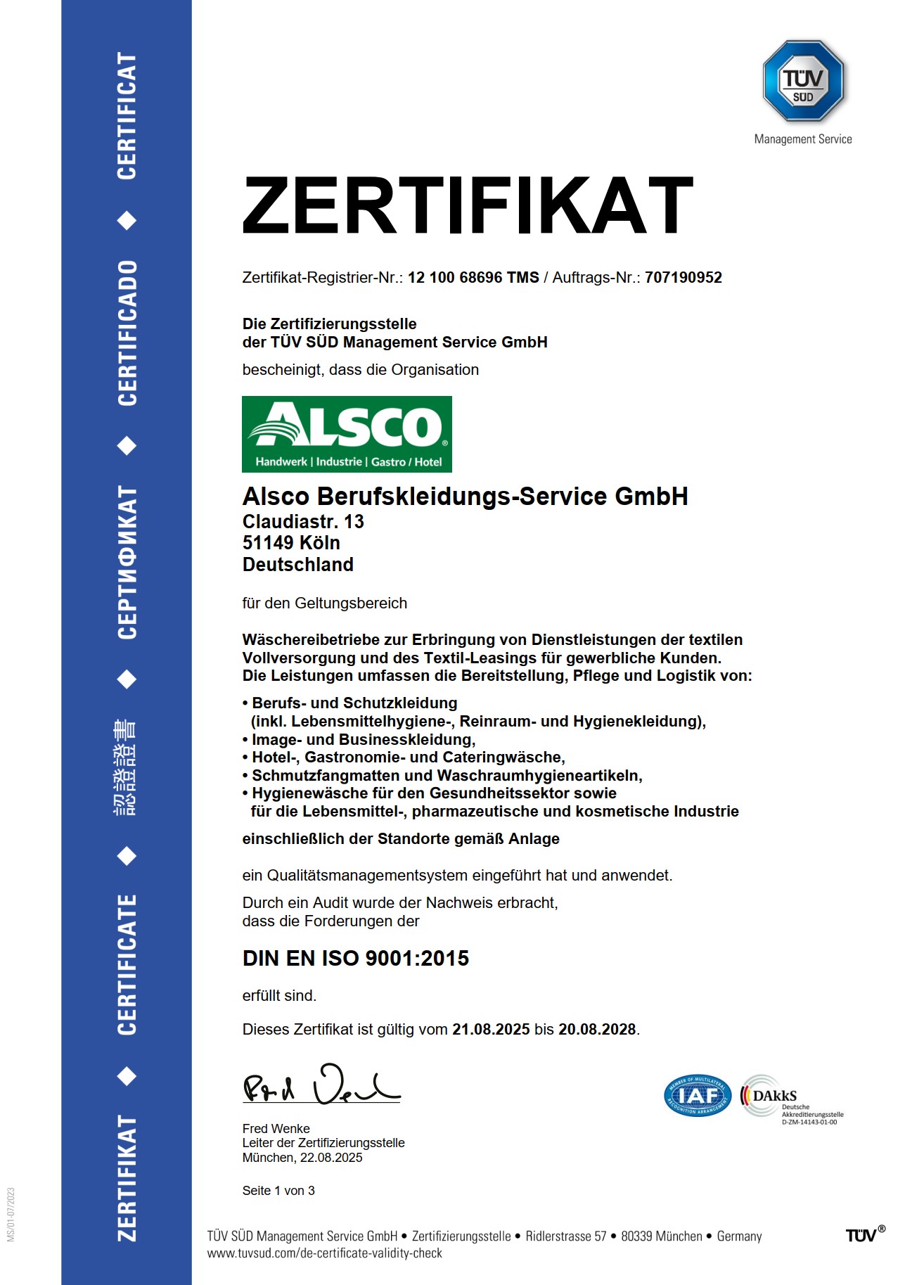 Zertifikat ISO 9001:2015