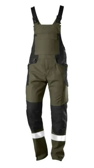 Latzhose BPlus Green mit Reflexstreifen und Knietaschen